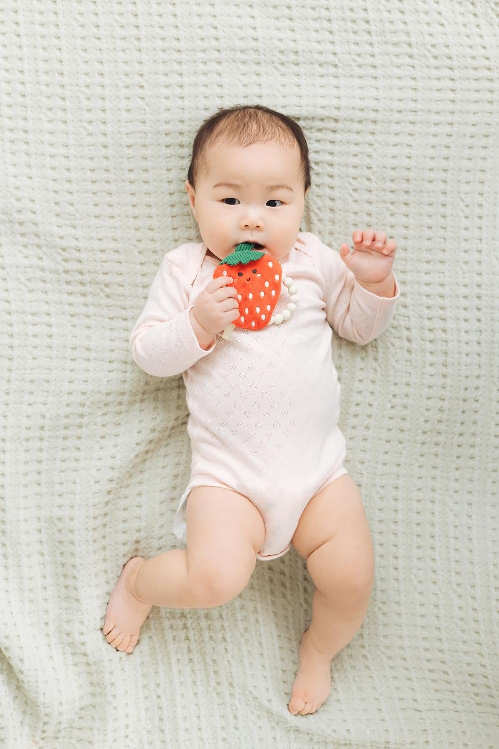 Pearhead Strawberry Plush Sensory Baby Teether