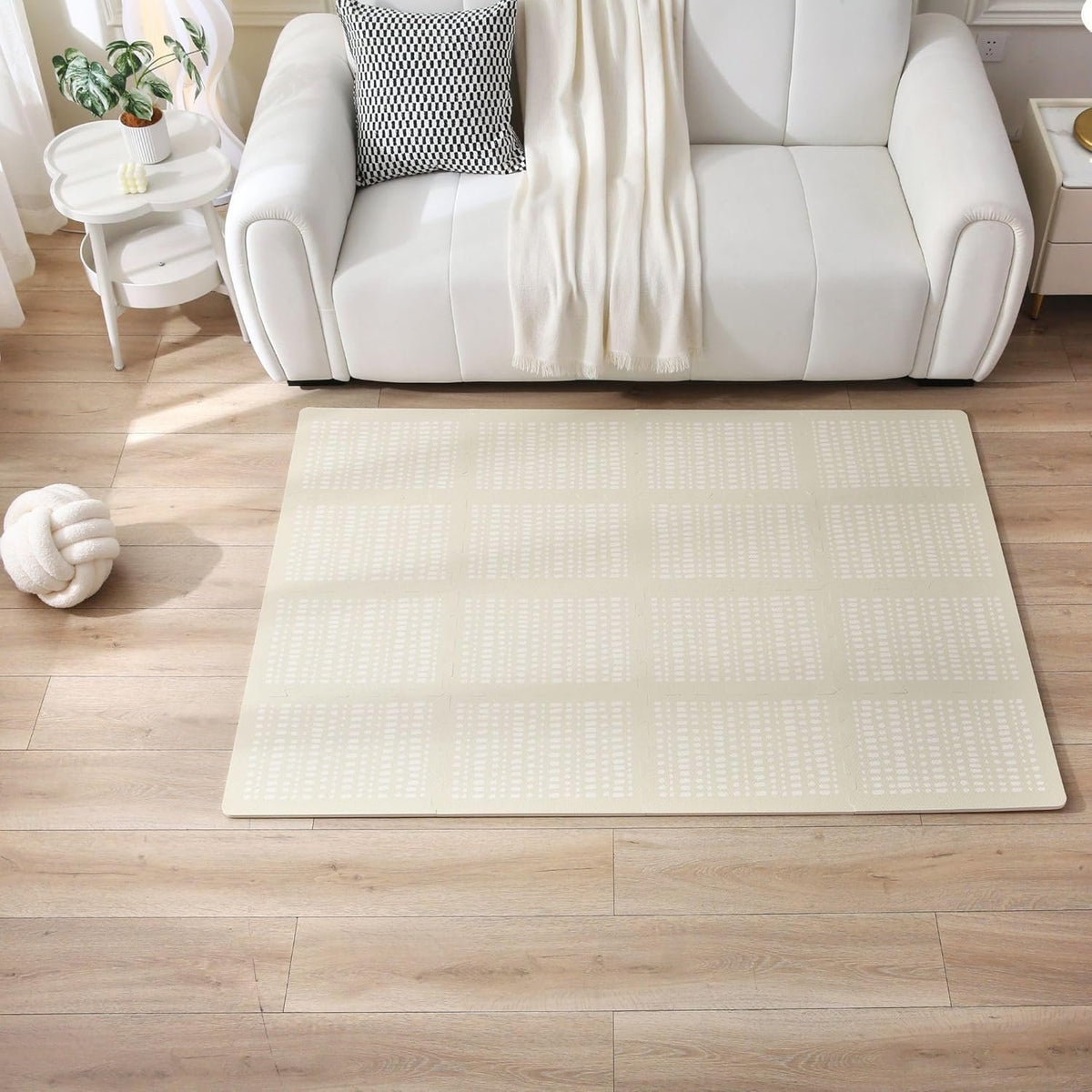 Stylish XL Foam Baby Play Mat – Beige Hygge Design