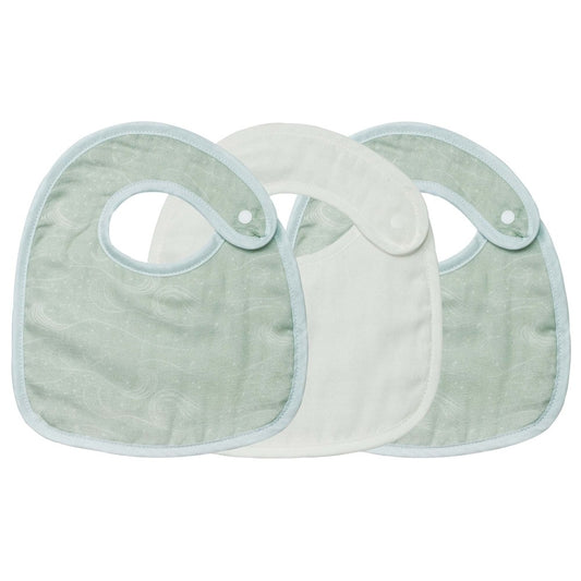Set of 3 newborn bibs - Sea green