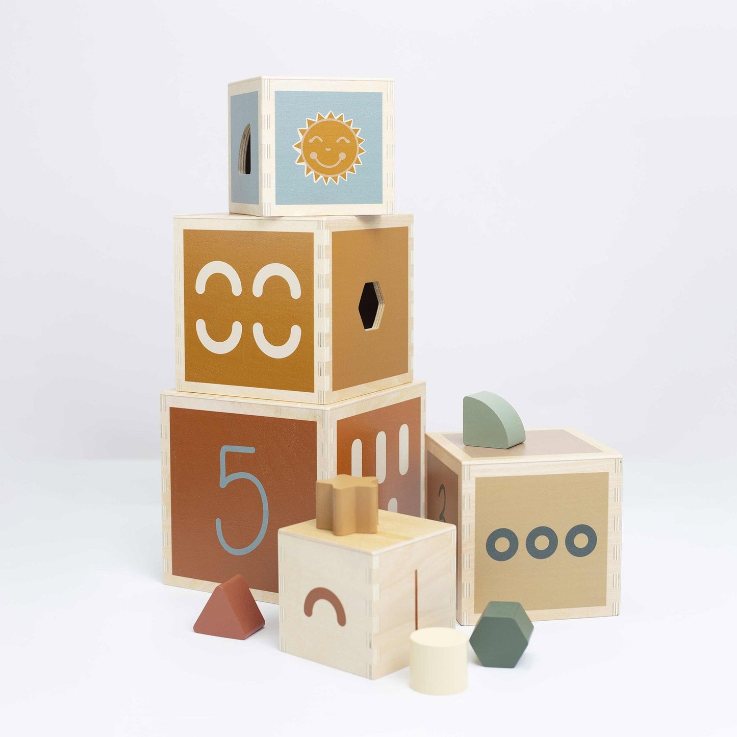 Wooden Shape Sorting & Nesting Toy