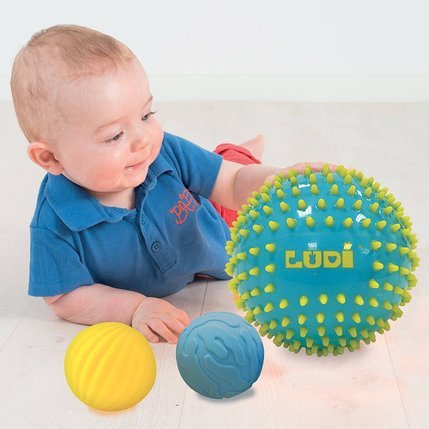 LUDI: 3 Blue Sensory Balls Set (6+ Months)