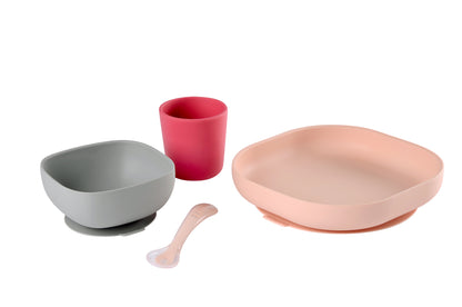 BEABA SILICONE MEAL SET OF 4 PINK