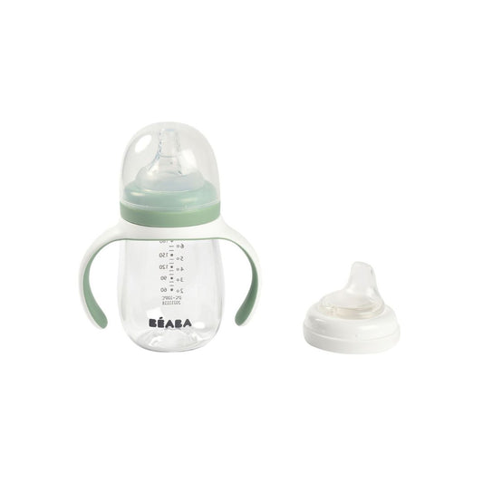 BÉABA: 2-in-1 Evolution Learning Bottle (210ml) – Sage Green