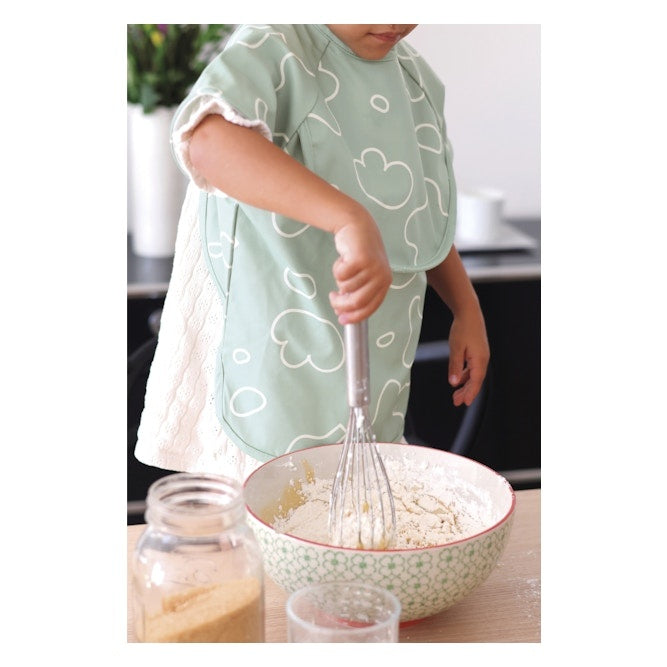 BÉABA 2-in-1 Fabric Bib with Removable Sleeves – Sage Green