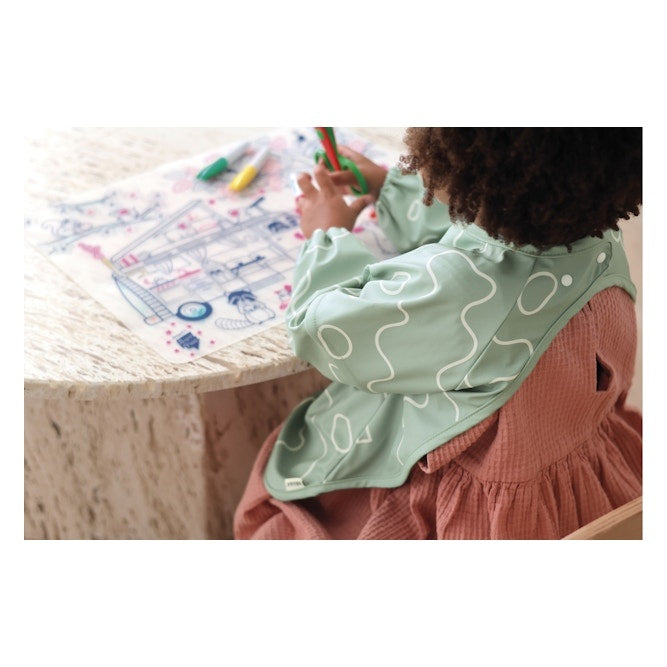 BÉABA 2-in-1 Fabric Bib with Removable Sleeves – Sage Green