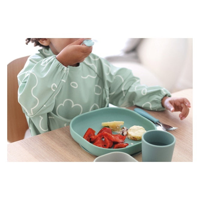 BÉABA 2-in-1 Fabric Bib with Removable Sleeves – Sage Green