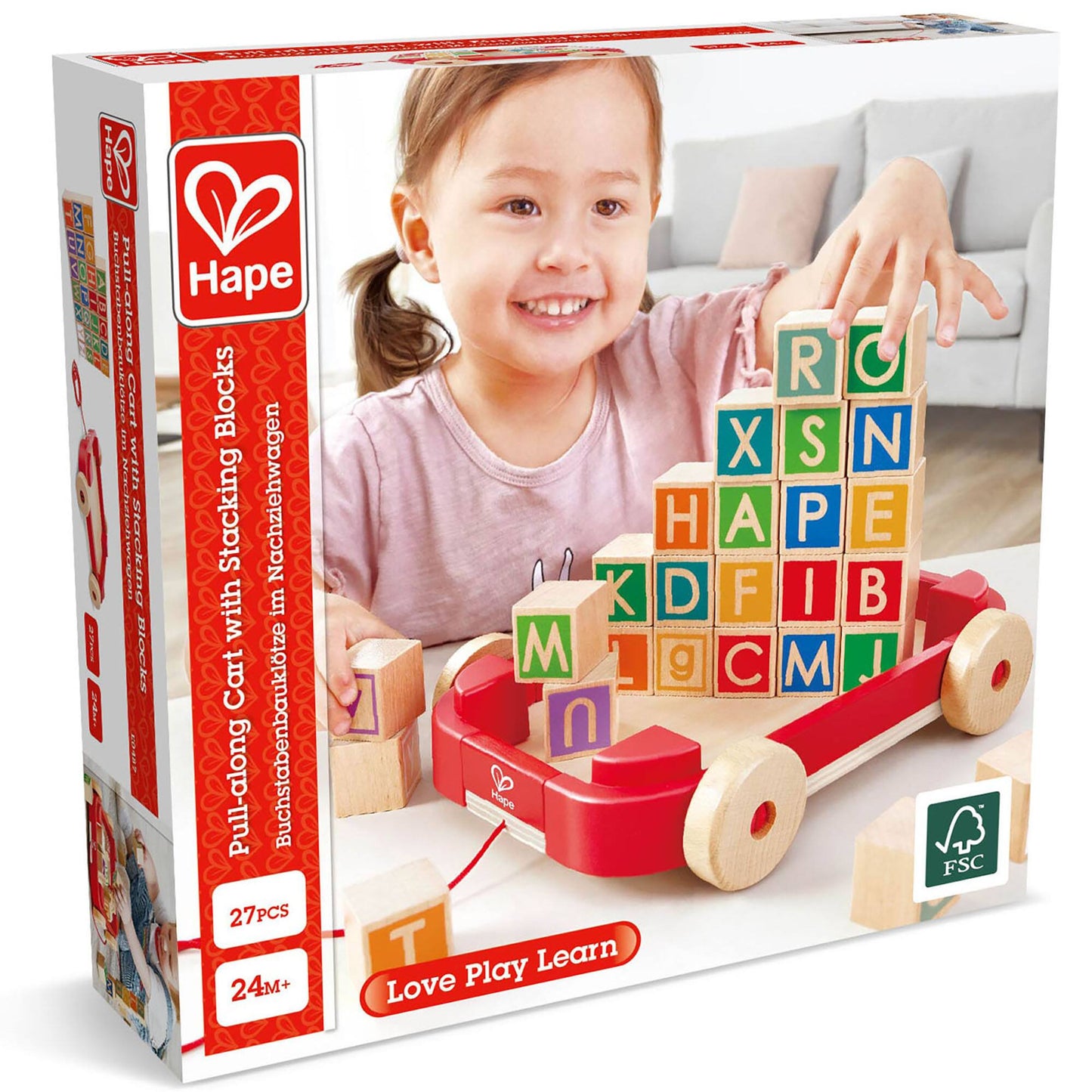 Hape Pull-Along Cart with Stacking Blocks