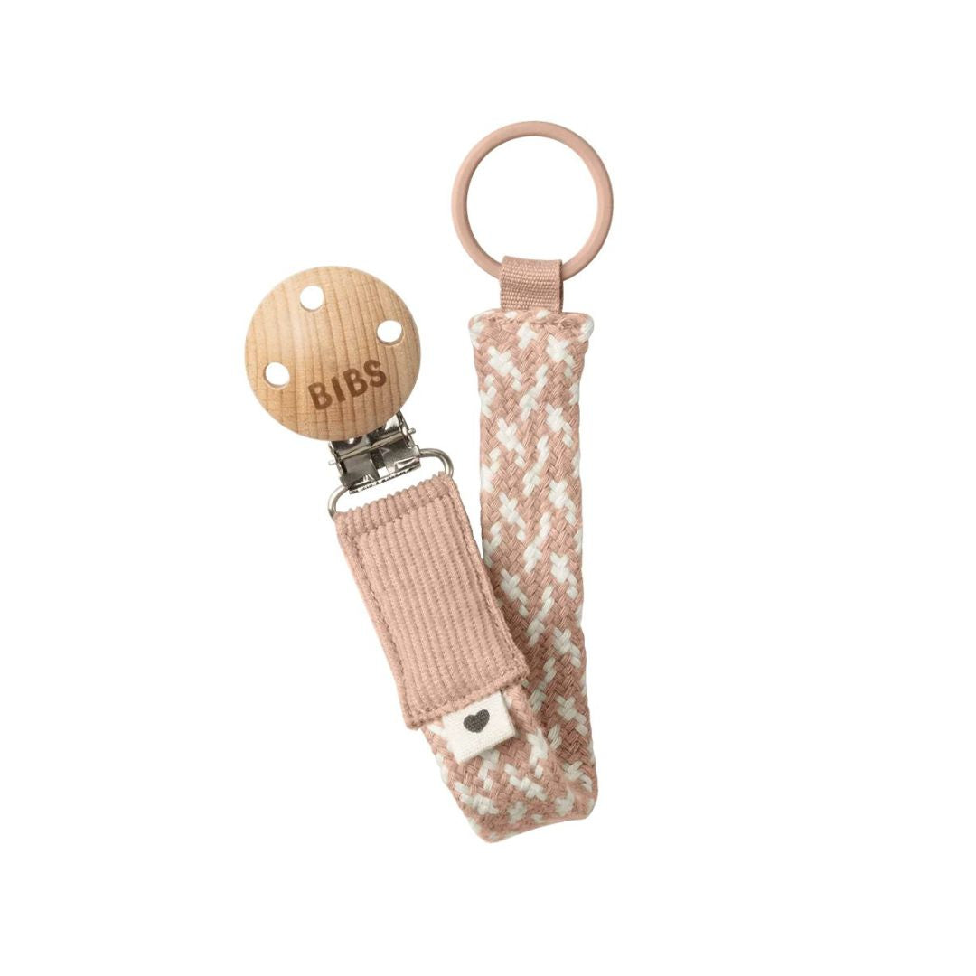 BIBS: Pacifier Clip Braided (Blush / Ivory)