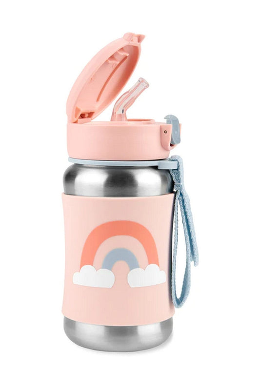 Stainless Steel Straw Bottle, Rainbow Design