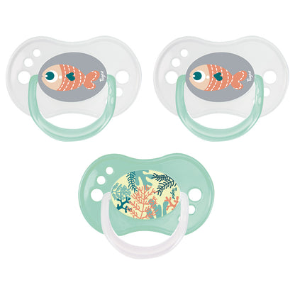 Tigex - Reversible Silicone Pacifiers 0-6m - Pack of 3 - Mixed