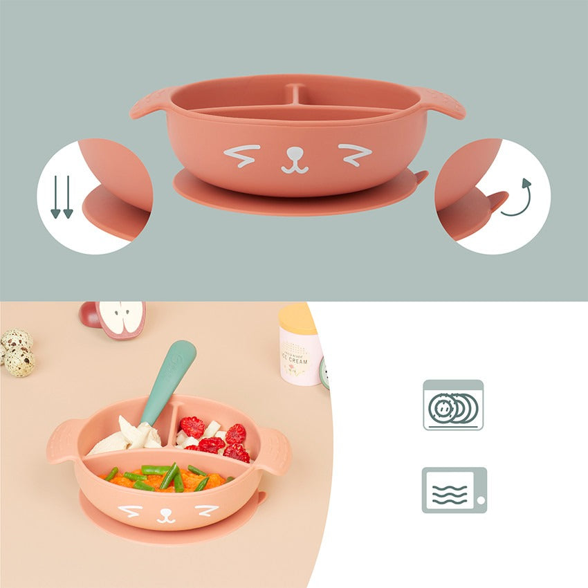 Silicone Bowl & Spoon Weaning 2pc-Set - Peach