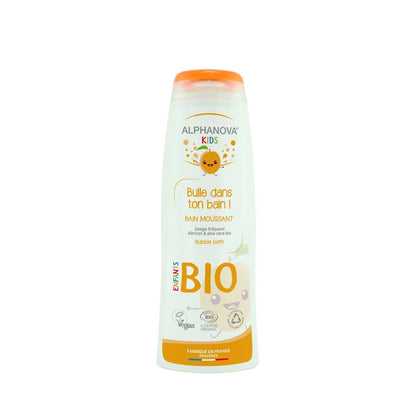 Transform bathtime with Alphanova Organic Bubble Bath at Babybuzz. 99.9% natural, hypoallergenic formula with Aloe Vera and a sweet vanilla-apricot scent.