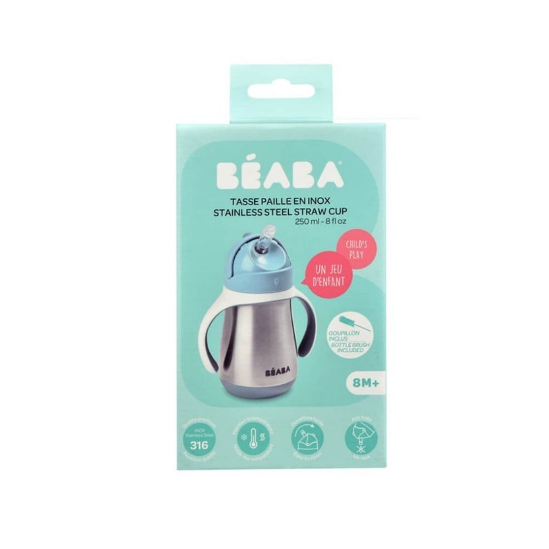 Beaba Stainless Steel Straw Cup 250ml - Windy Blue