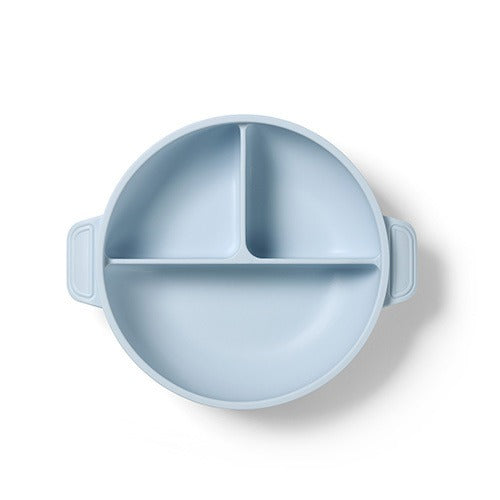 Silicone Suction Plate With Lid Blue