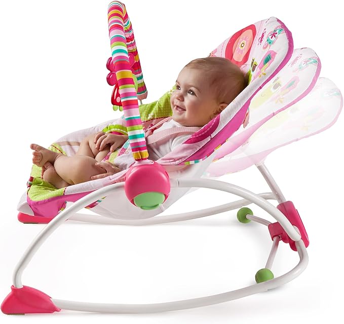 Pink Baby Rocker Front Bright Starts Raspberry Garden Rocker - Pink – babybuzzlb