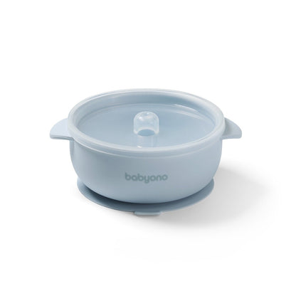 Silicone Suction Bowl With lid -Blue