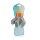 Baby bottle with a gray cover on a white background