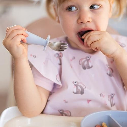 Stainless steel spoon and fork-Blue