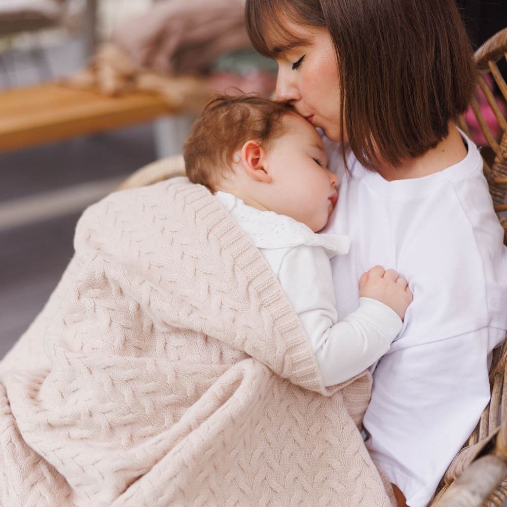 baby blanket merino wool knitted  light beige