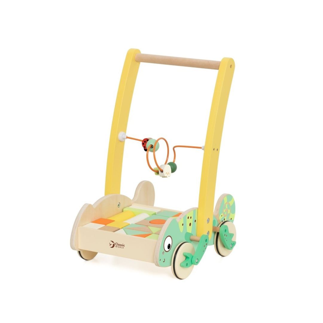 Classic World Baby Walker with Blocks Wooden Learning Walker