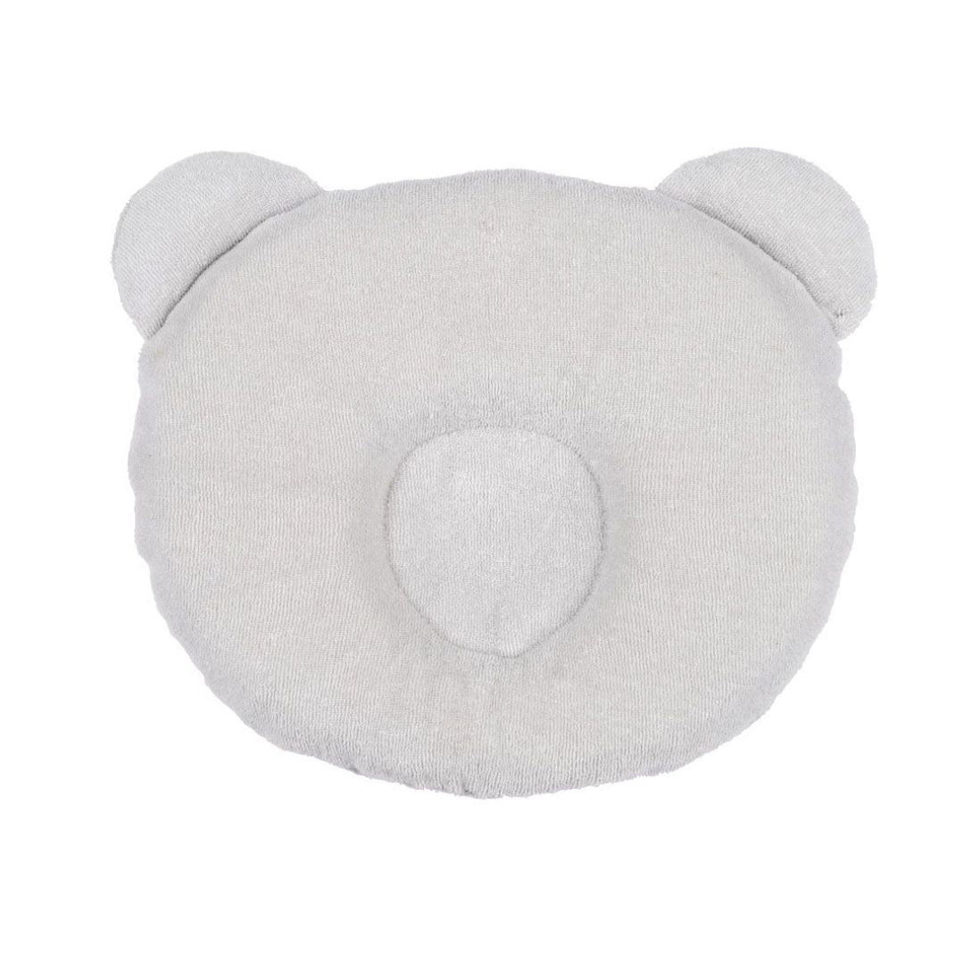 White Candide P'tit Panda ergonomic baby pillow made with organic cotton and memory foam.