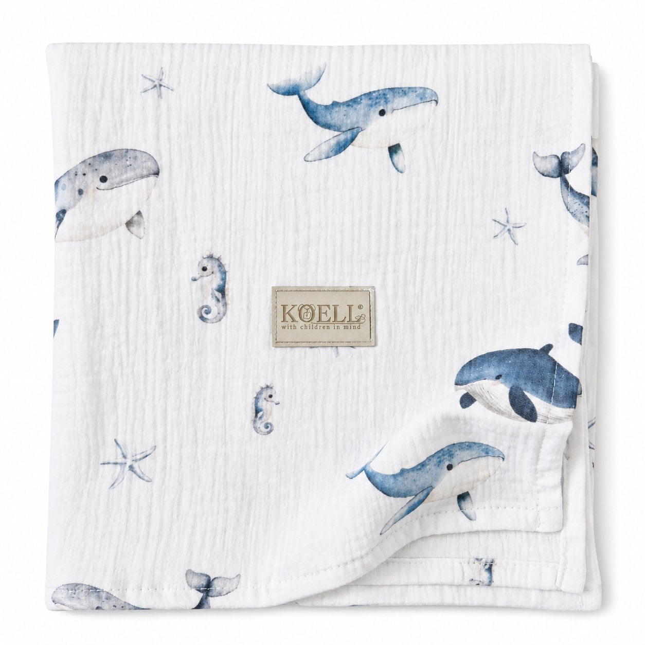 Muslin Swaddle & Summer Blanket 100x100 cm - Whales Print