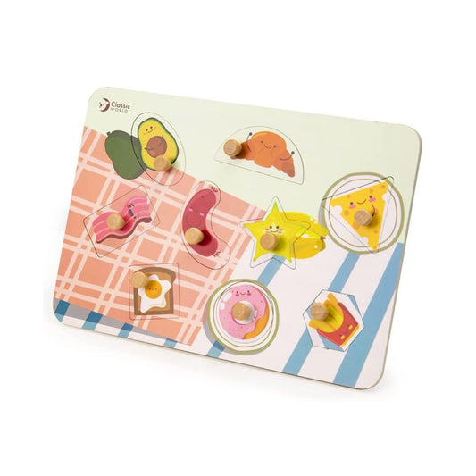 Classic World Breakfast Puzzle Wooden Food Learning Puzzle