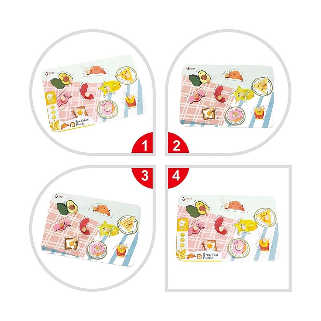 Classic World Breakfast Puzzle Wooden Food Learning Puzzle