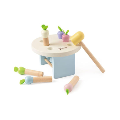 Classic World Wooden Hammer Bench Mara with hammer and pegs
Toddler playing with wooden pounding bench toy
Colorful wooden hammer bench with pegs detail
Classic World hammer toy safe rounded edges
Child using hammer bench toy for motor skill development