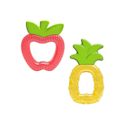 Dr. Brown’s AquaCool water-infused teethers in apple and pineapple shapes for cooling gum relief.