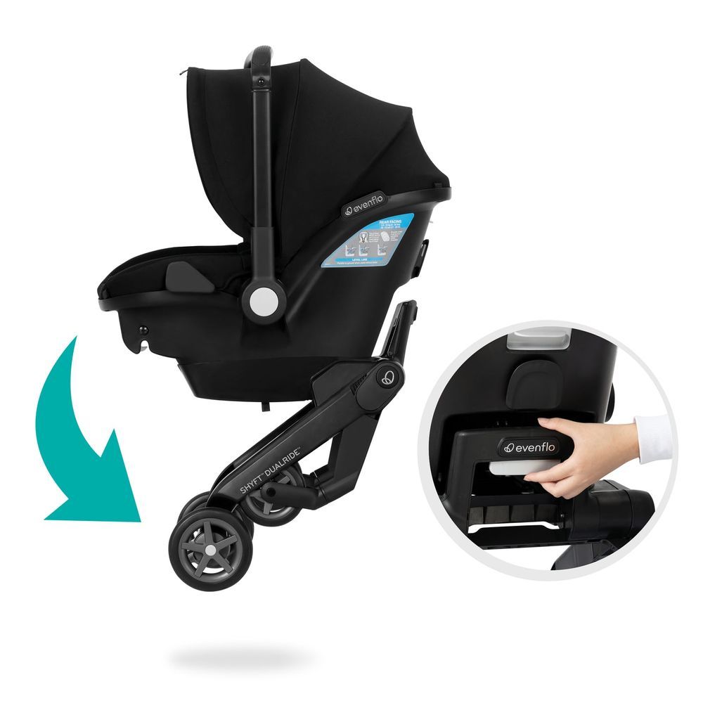 Evenflo Shyft DualRide Infant Car Seat - Stroller Combo with Carryall Storage Beaufort Black