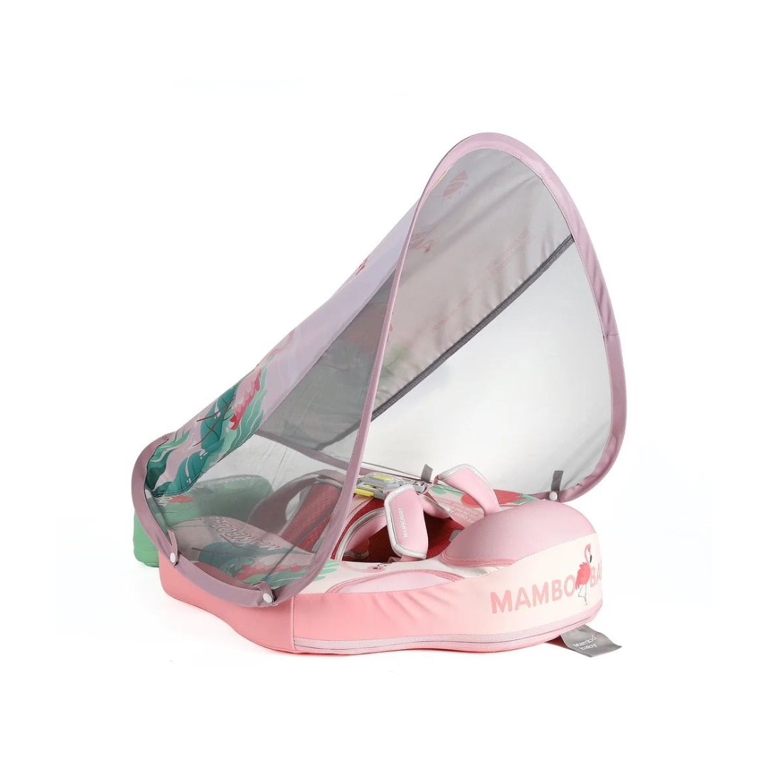 Mambobaby Non-Inflatable Chest Baby Float with Canopy - Flamingo