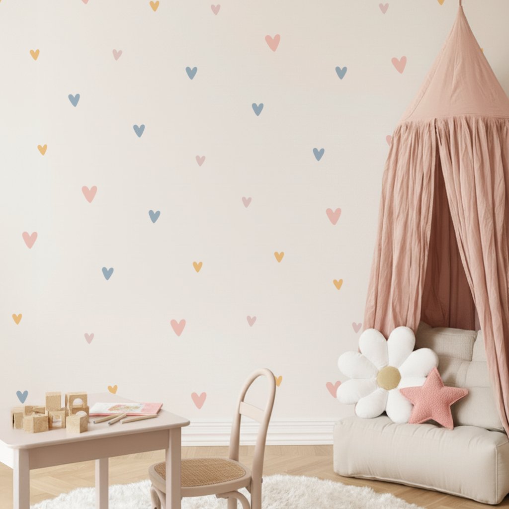 SIPO: Nursery Wall Decals - Soft Pastel Hearts