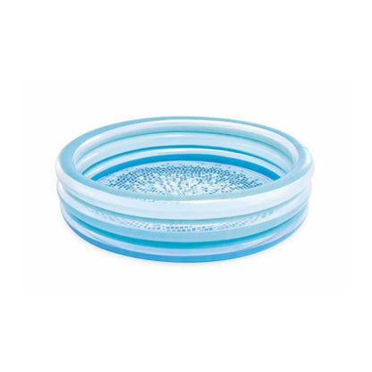 Three-layer inflatable pool with blue and white colors on a white background