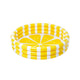 A bright yellow Intex 3-ring inflatable kids pool featuring a vibrant zesty lemon pattern on the sides.