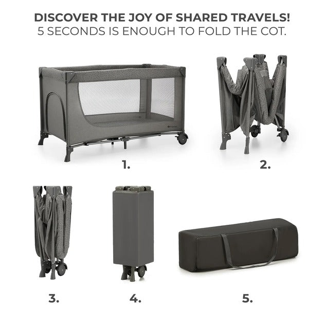 Joy 2 Foldable Cot With Accessories - Dark Grey