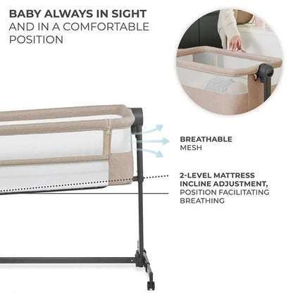 2-in-1 Neste Up 2 Bedside Crib - Beige