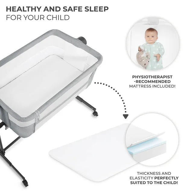 2-in-1 Neste Up 2 Bedside Crib - Light Grey