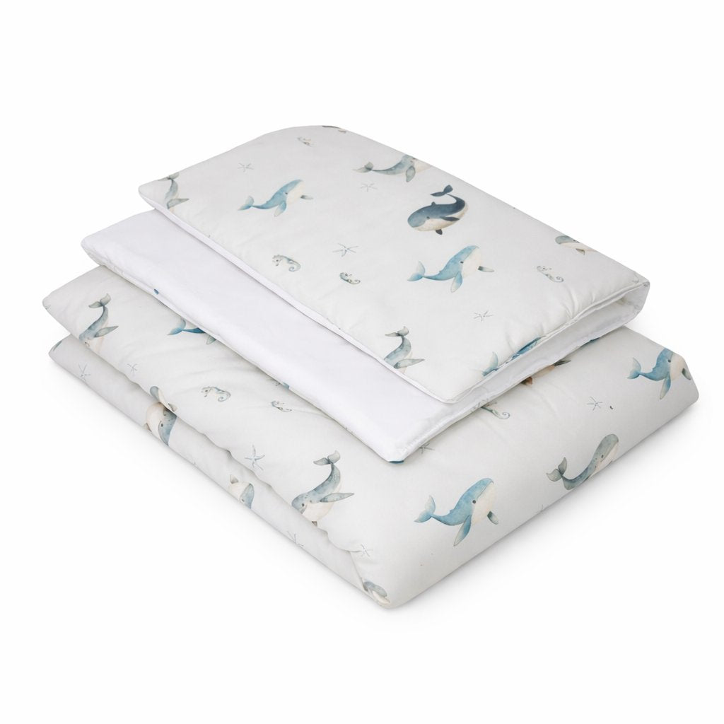 KOELL: Premium Bedding Set with Integrated Filling - Whales Print