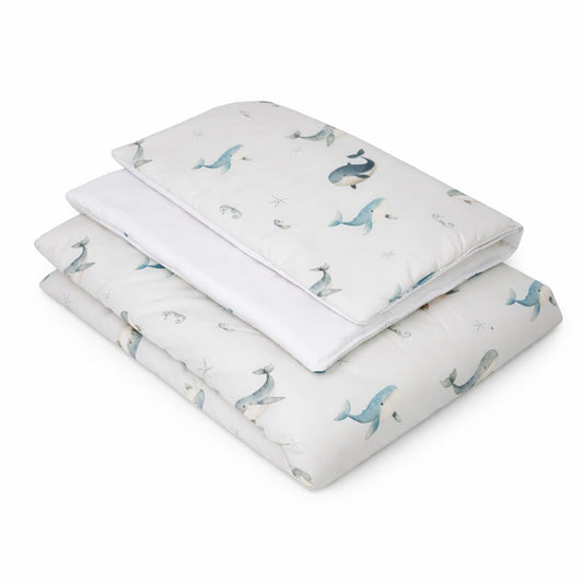 KOELL: Premium Bedding Set with Integrated Filling - Whales Print