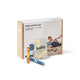MODU Baby Activity Set in Deep Blue showing the base block, swirly wheels, and sensory rattle pegs.