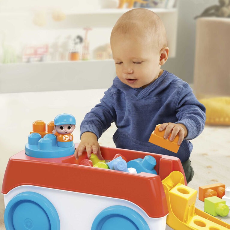 Fisher-Price Mega Bloks Block Spinning Wagon - Roll Along Fun with Building Blocks!