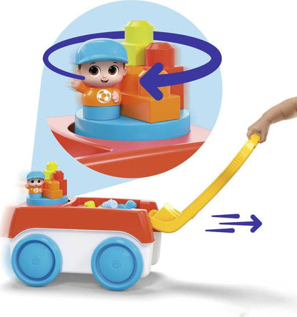 Fisher-Price Mega Bloks Block Spinning Wagon - Roll Along Fun with Building Blocks!