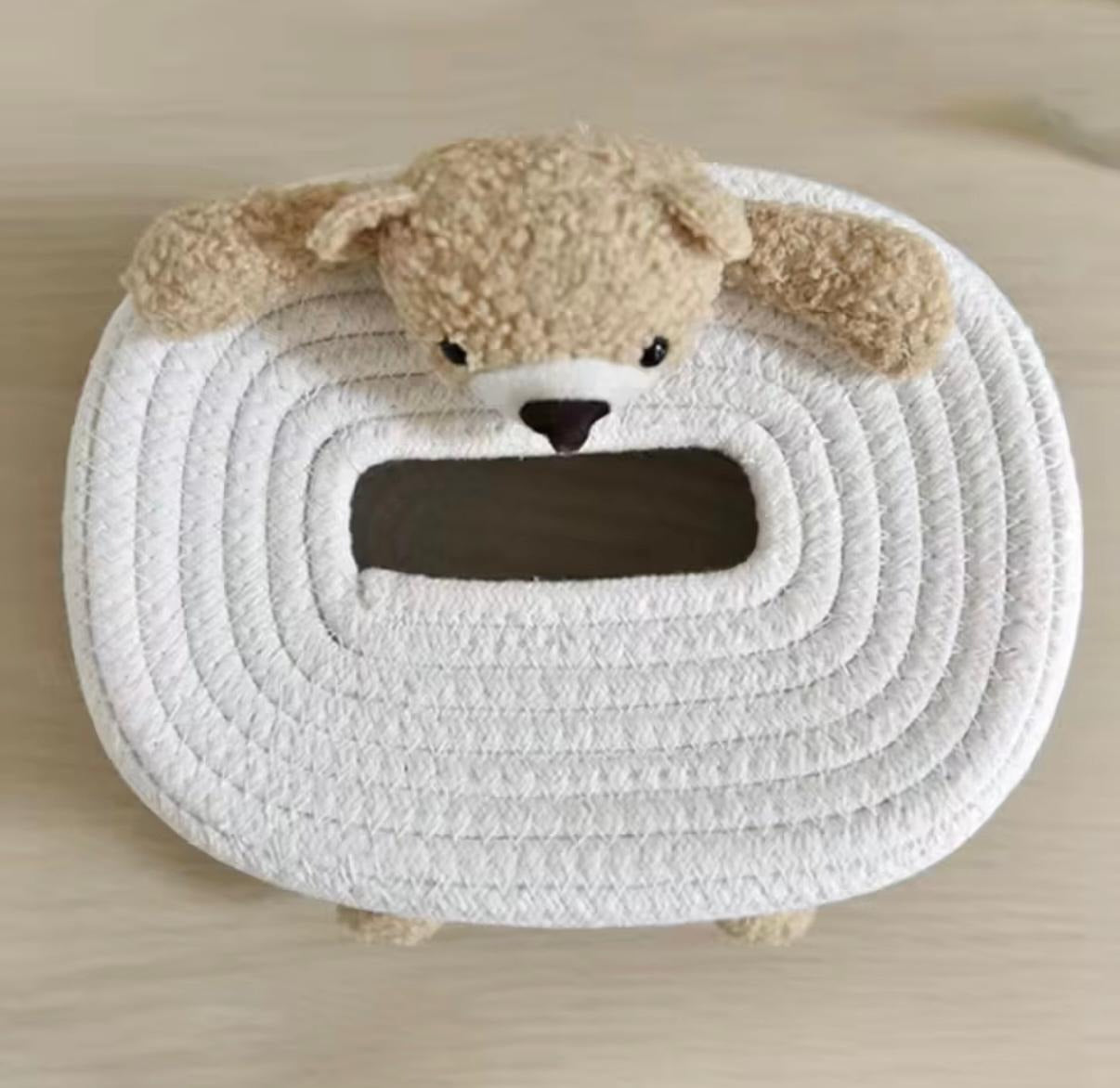Teddy Bear Woven Tissue Box Holder