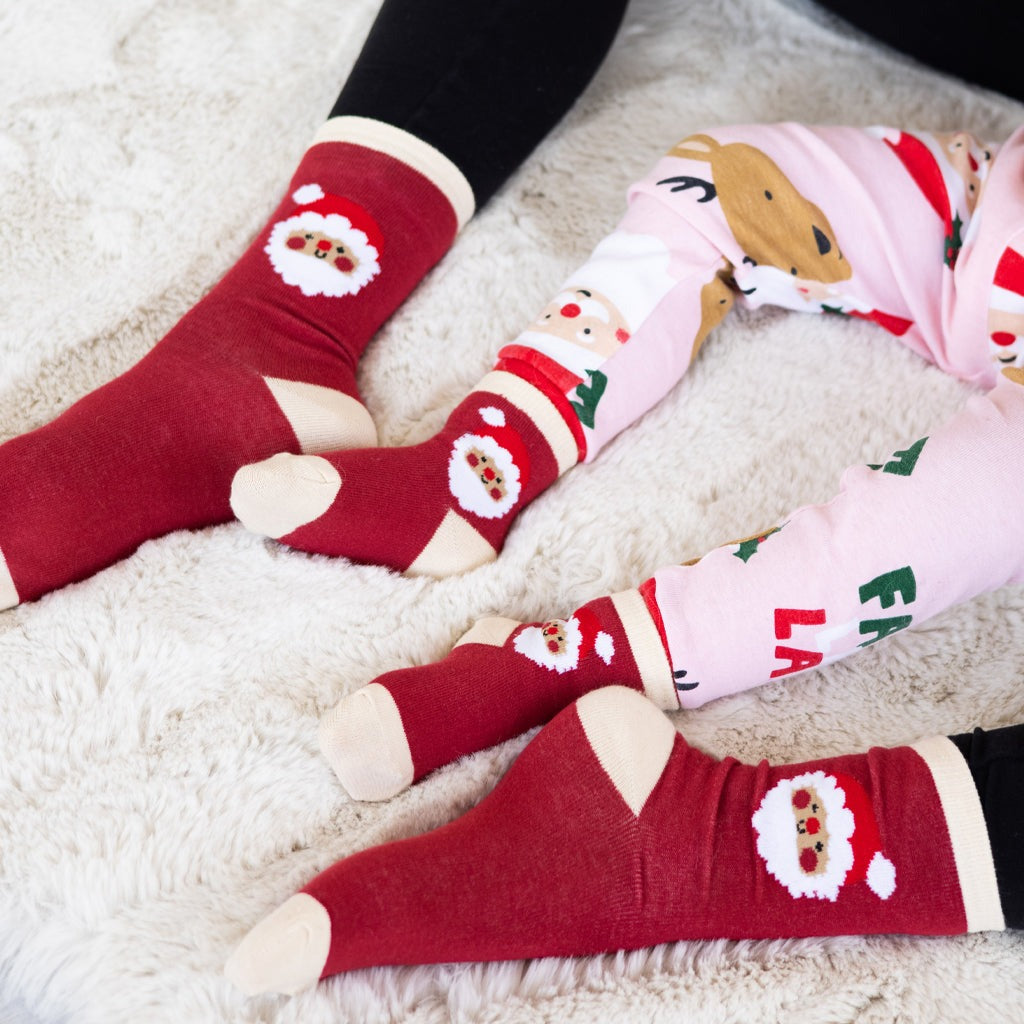 Parent and Baby Christmas Santa Sock Set