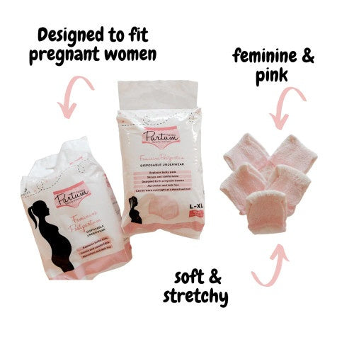 Partum Panties Disposable Underwear 5 Pack Large
