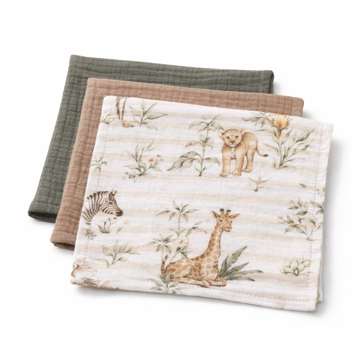KOELL: Safari Collection - 3-Pack Muslin Diaper Squares (60x60 cm)