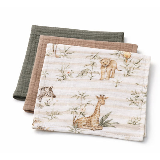 KOELL: Safari Collection - 3-Pack Muslin Diaper Squares (60x60 cm)