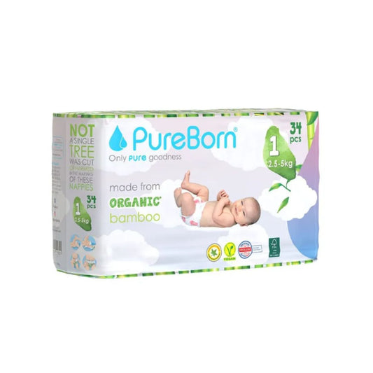 Pureborn Single Pack Nappies Size 1 - 2.5-5kg - Design May Vary