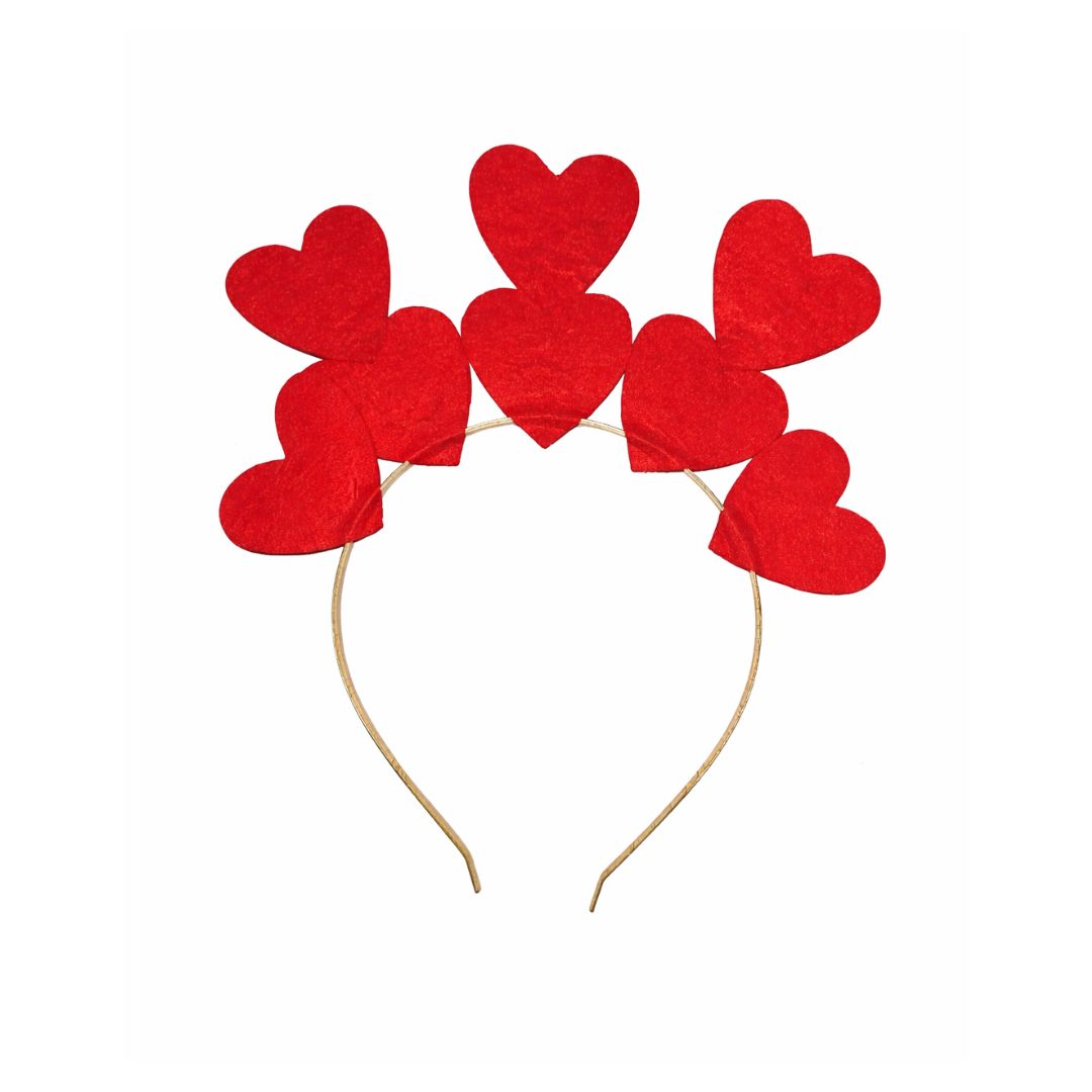 Red heart-shaped headband on a white background